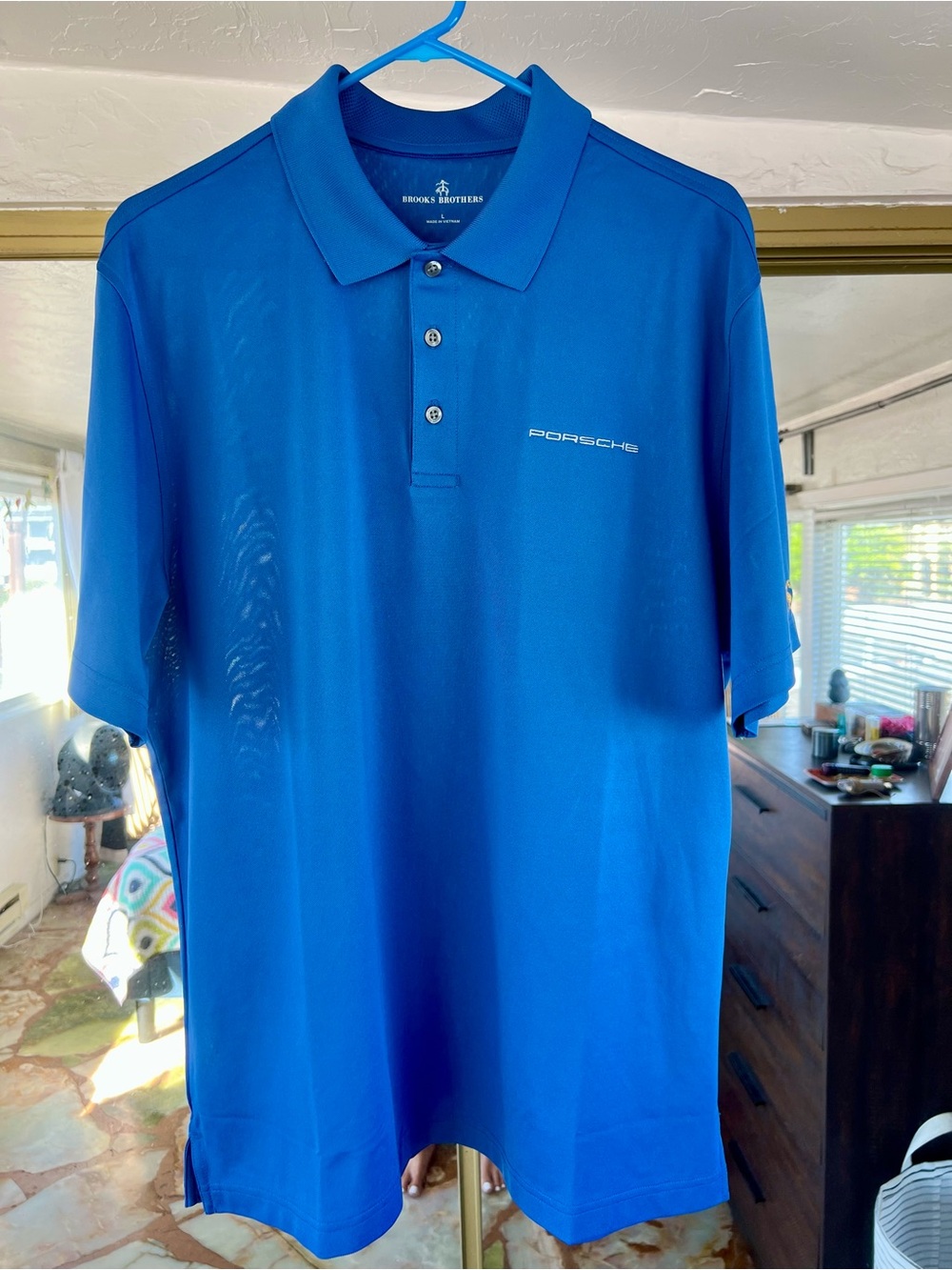 Brooks Brothers Men's Bright Blue Porsche Logo Polo